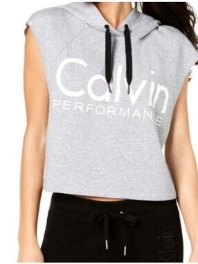 Calvin Klein Gray Hooded Sleeveless Top